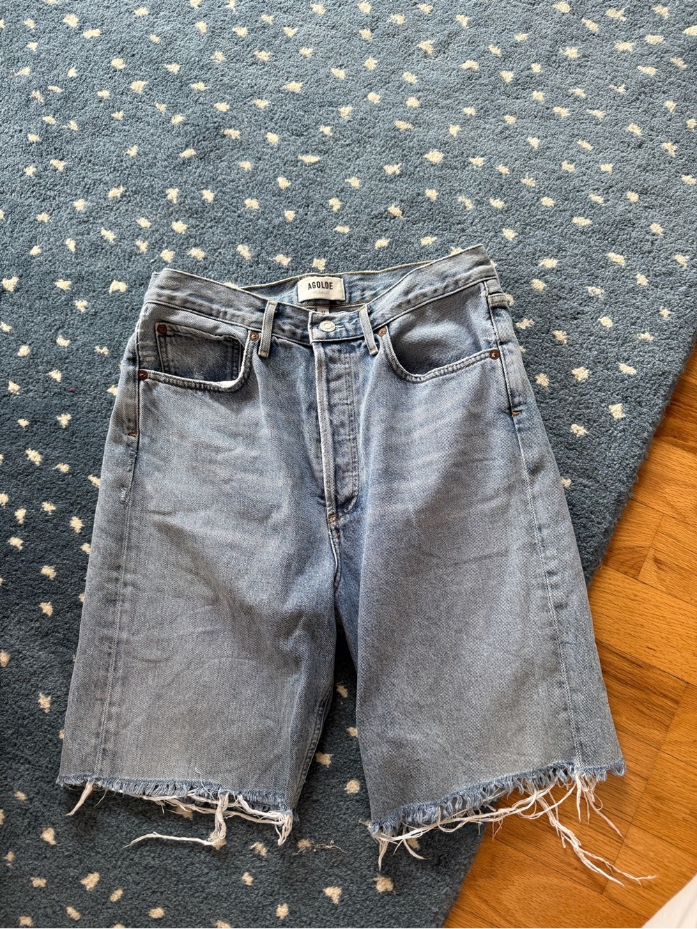 Agolde Light Blue Denim Jeans with Contrast Stitching